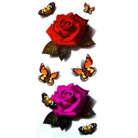 tatouage-papillon-et-rose-3d
