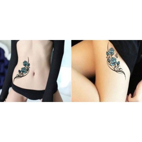 tatouage-temporaire-rose-bleue