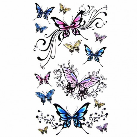 tatouage-ephemere-papillons-multicouleur-floral