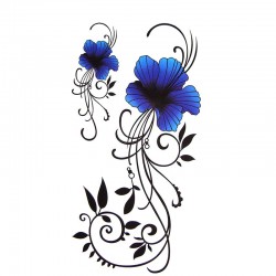 Tatouage-temporaire-fleur-bleue