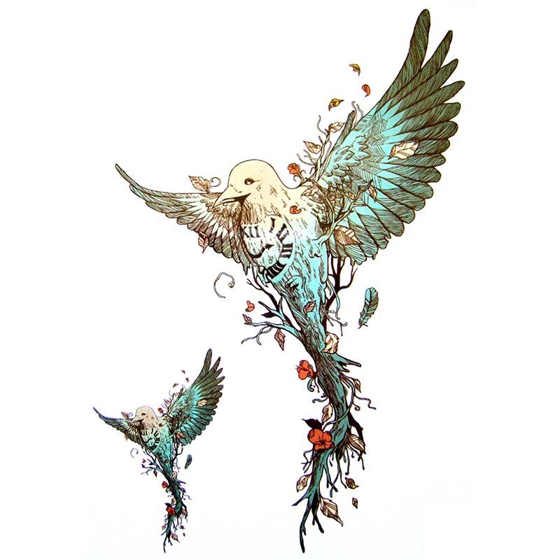 Tatouage ephemere oiseau colibri - tempo-tattoo
