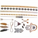 Tatouage temporaire main de Fatma, flèche, plume et bracelet métallique